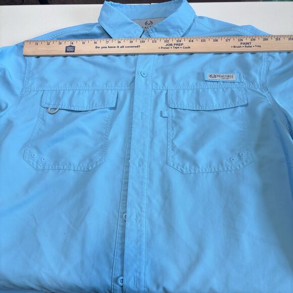 RealTree Fishing Shirt Mens XL Light Blue Button Up Vented Pockets Lightweight - Picture 5 of 16
